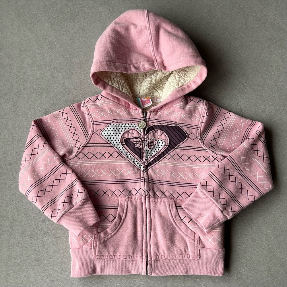 Roxy Teenie Wahine ~ Full Zip Hooded Sherpa Lined Sweatshirt ~ Girls Size 4T
